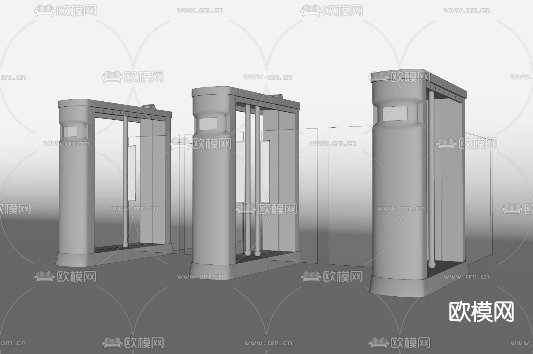 现代闸机su模型下载（渲染图2）