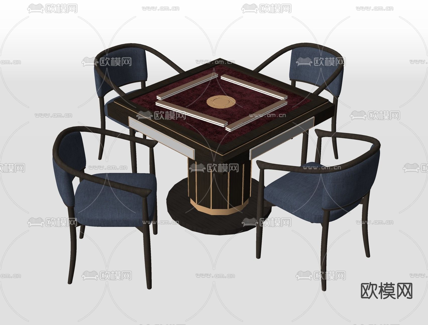 新中式麻将桌su模型下载（渲染图2）