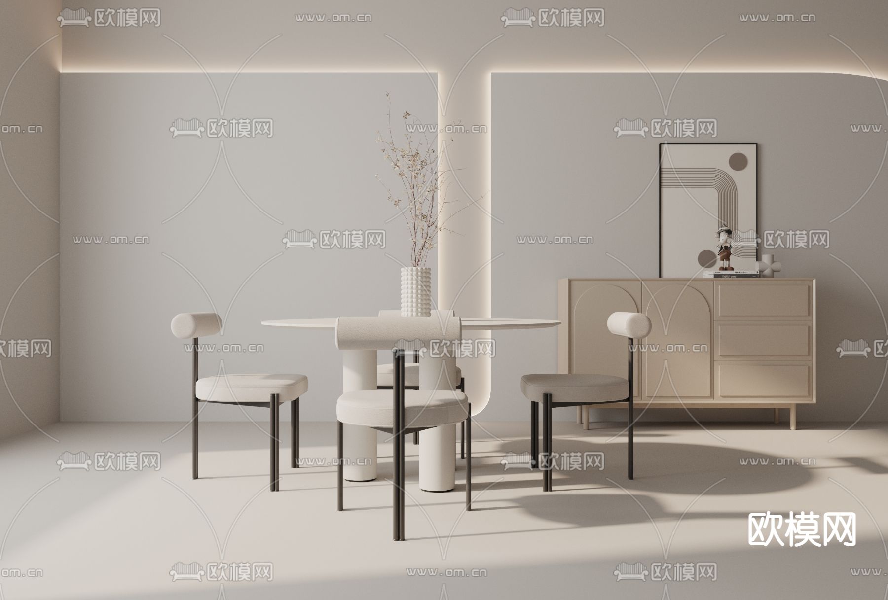 现代餐桌椅3d模型下载