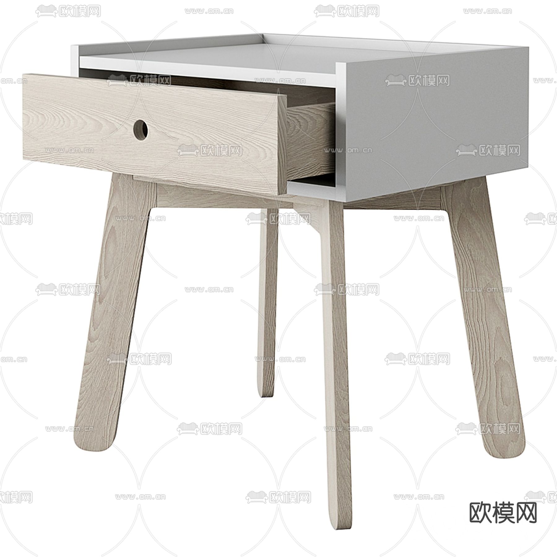 北欧实木床头柜3d模型下载（渲染图1）