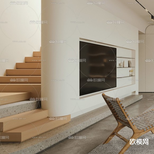 侘寂风客厅3d模型下载(渲染图2)