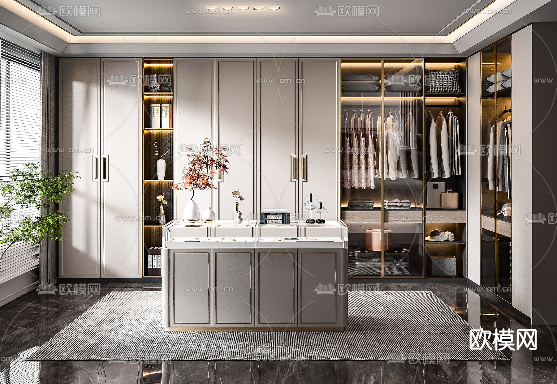 新中式衣帽间3d模型下载