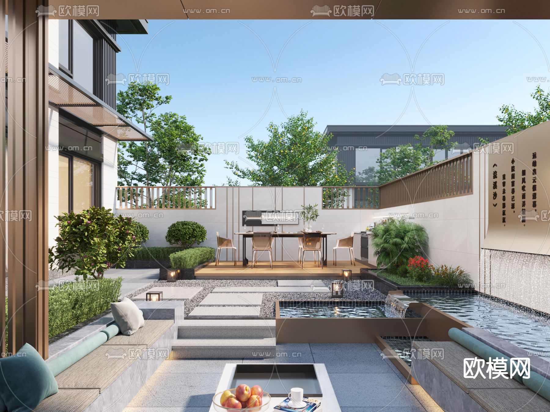 庭院花园 阳台景观3d模型下载（渲染图2）