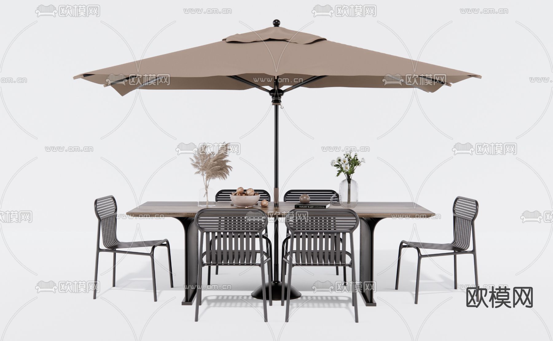 现代户外休闲桌椅3d模型下载