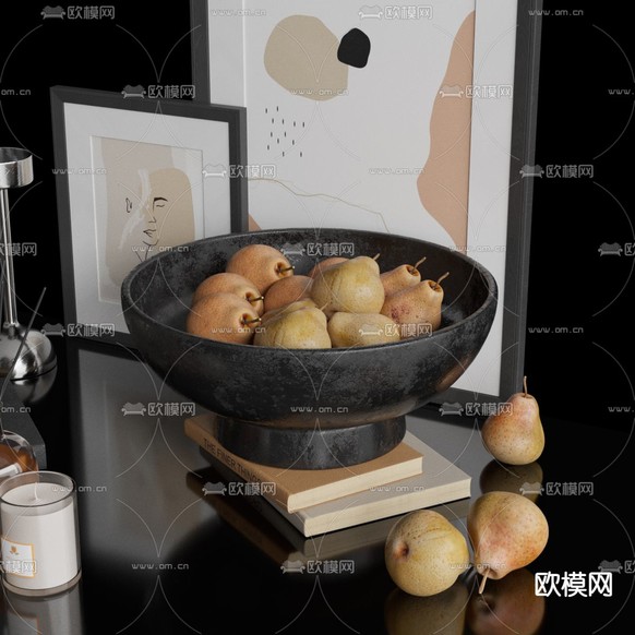 装饰品 挂画 果盘摆件3d模型下载(渲染图2)