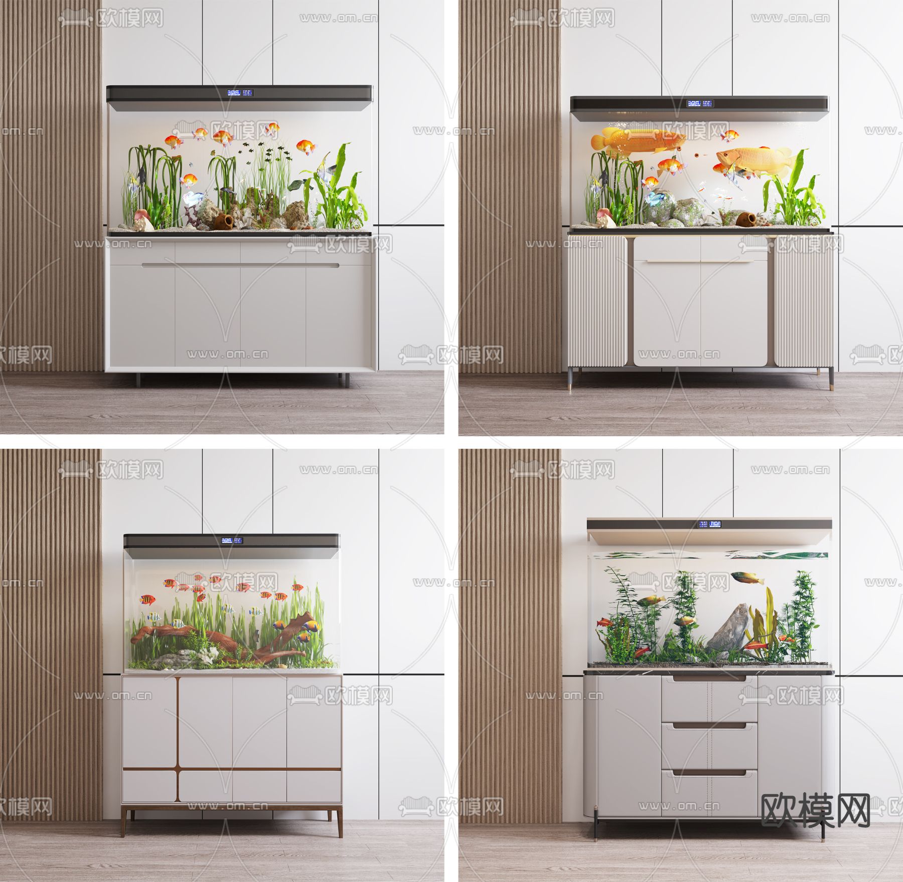 鱼缸 水族箱3d模型下载