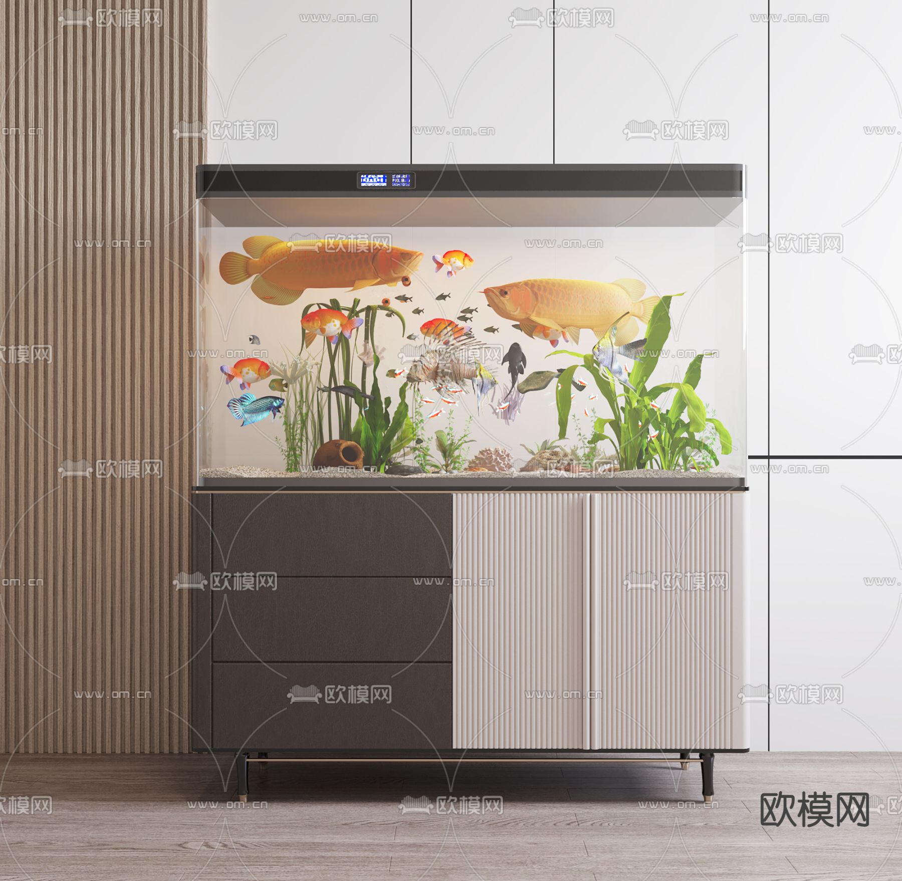 现代鱼缸 水族箱3d模型
