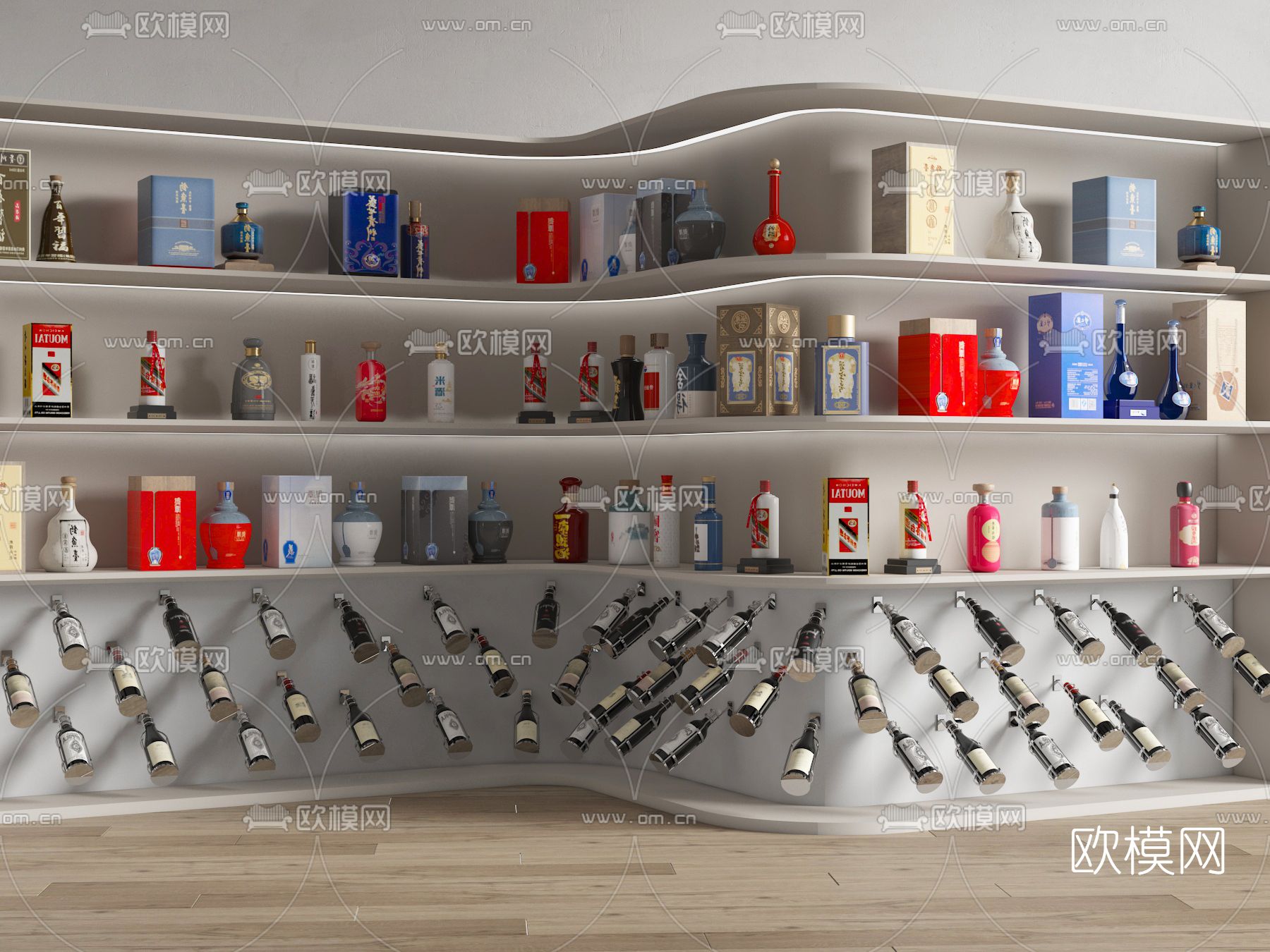 现代白酒 洋酒3d模型下载
