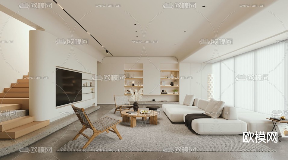侘寂风客厅3d模型下载(渲染图1)