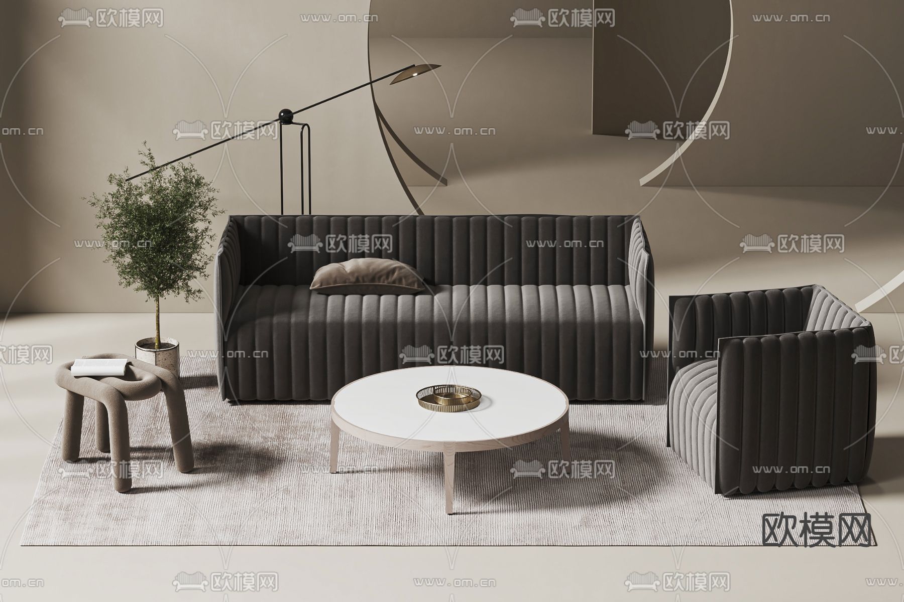 现代组合沙发3d模型下载_ID12169156_3dmax免费模型-欧模网