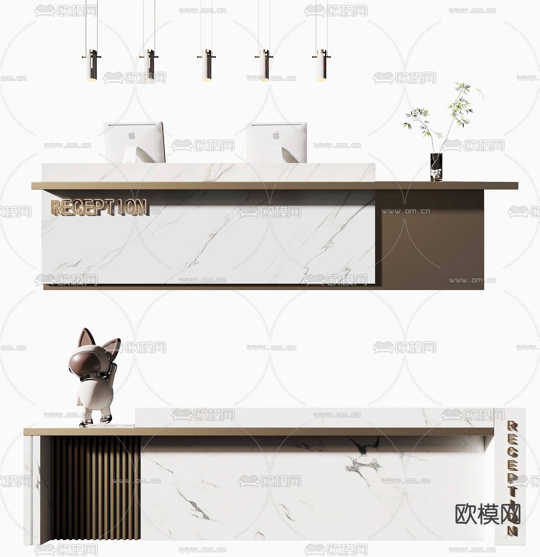 现代前台 接待台3d模型下载