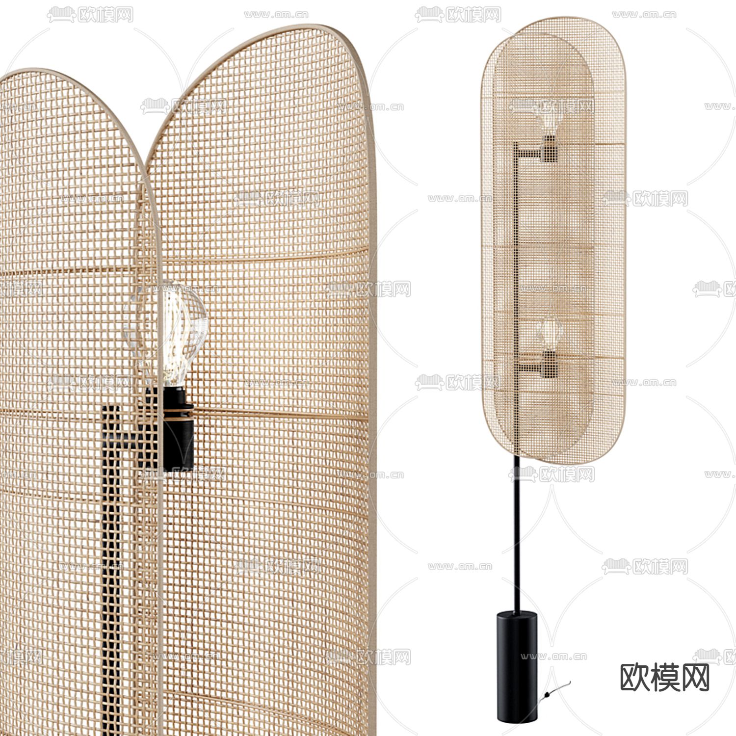 侘寂风藤编落地灯3d模型下载_ID12168633_3dmax免费模型-欧模网