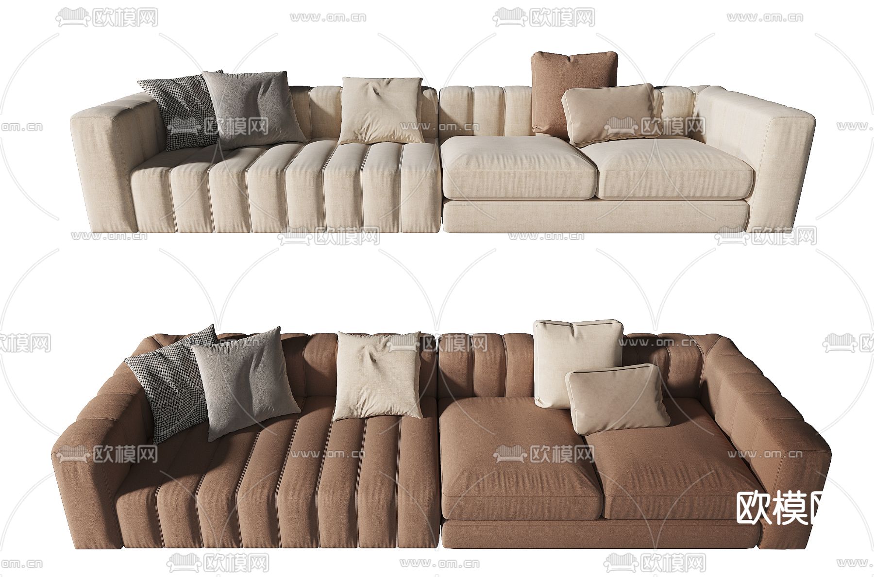 奶油风软体沙发3d模型下载