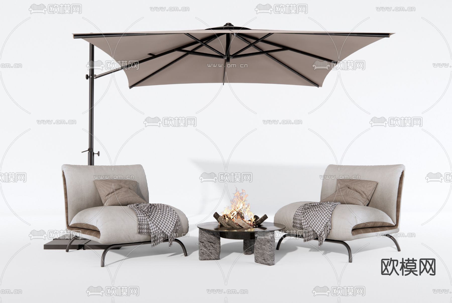 现代户外休闲桌椅3d模型下载