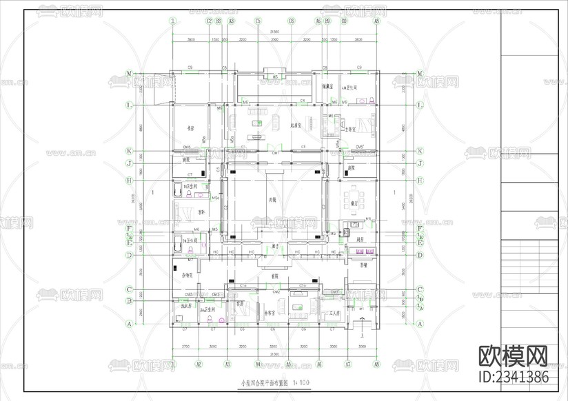 21.四合院建筑設(shè)計CAD施工圖下載(渲染圖3)