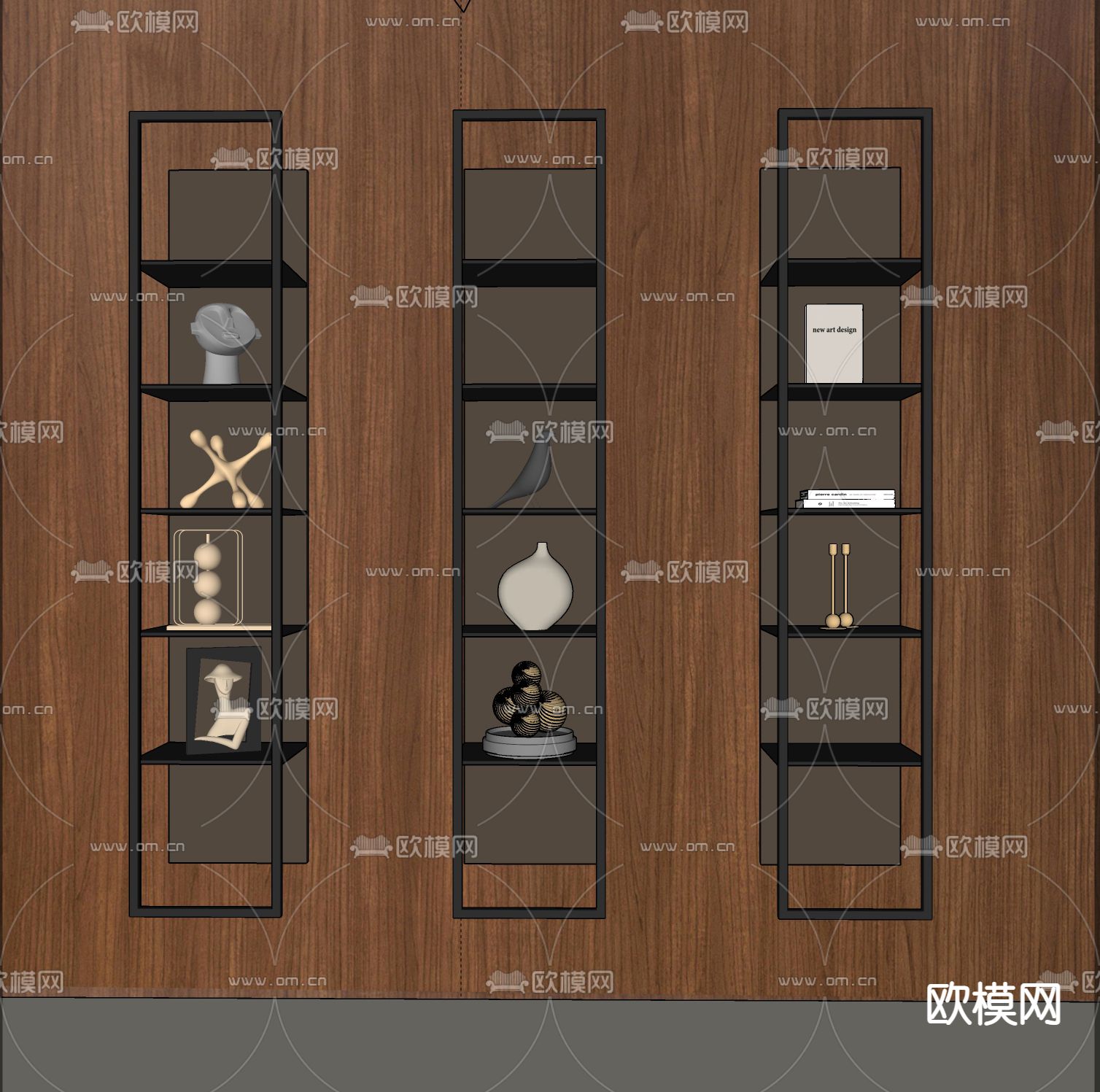 现代书架su模型下载（渲染图2）