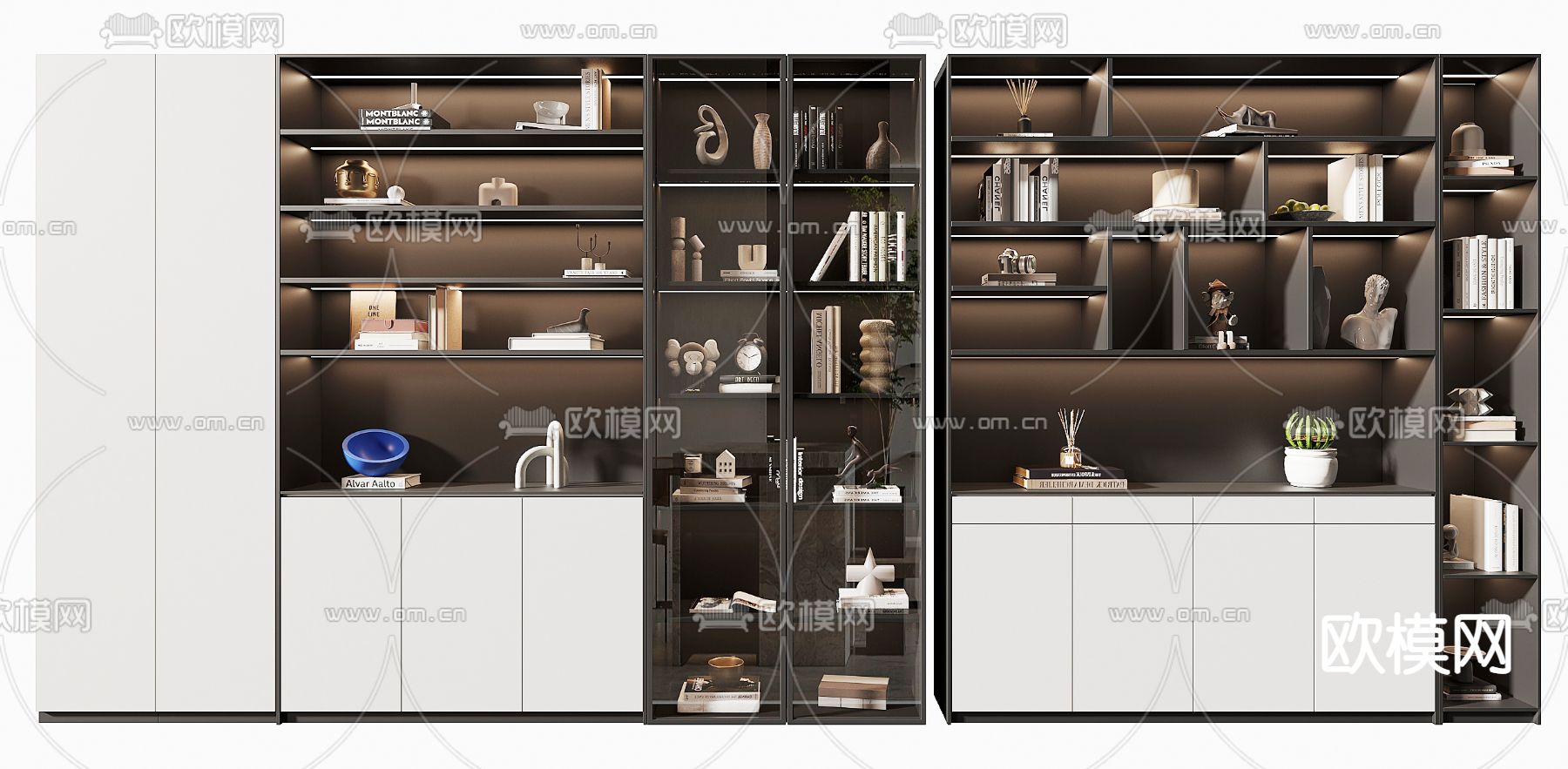 现代书柜su模型下载（渲染图1）