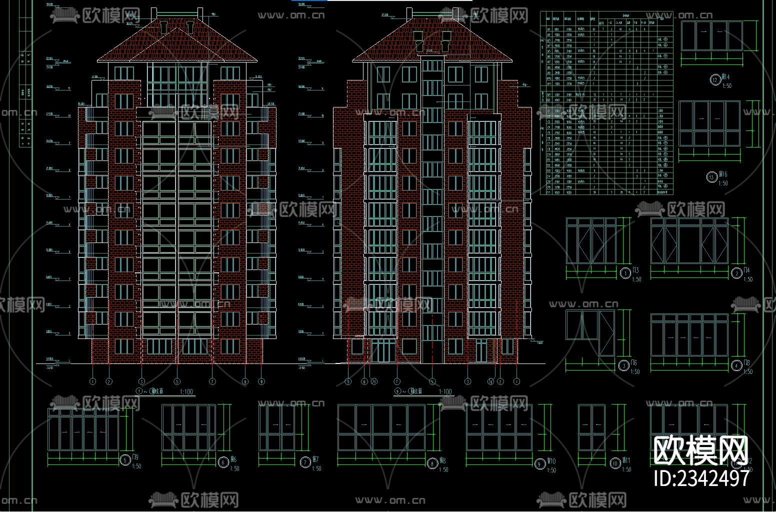 住宅楼建筑CAD施工图下载（渲染图4）