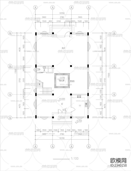 客棧民居樓建筑CAD施工圖下載(渲染圖4)