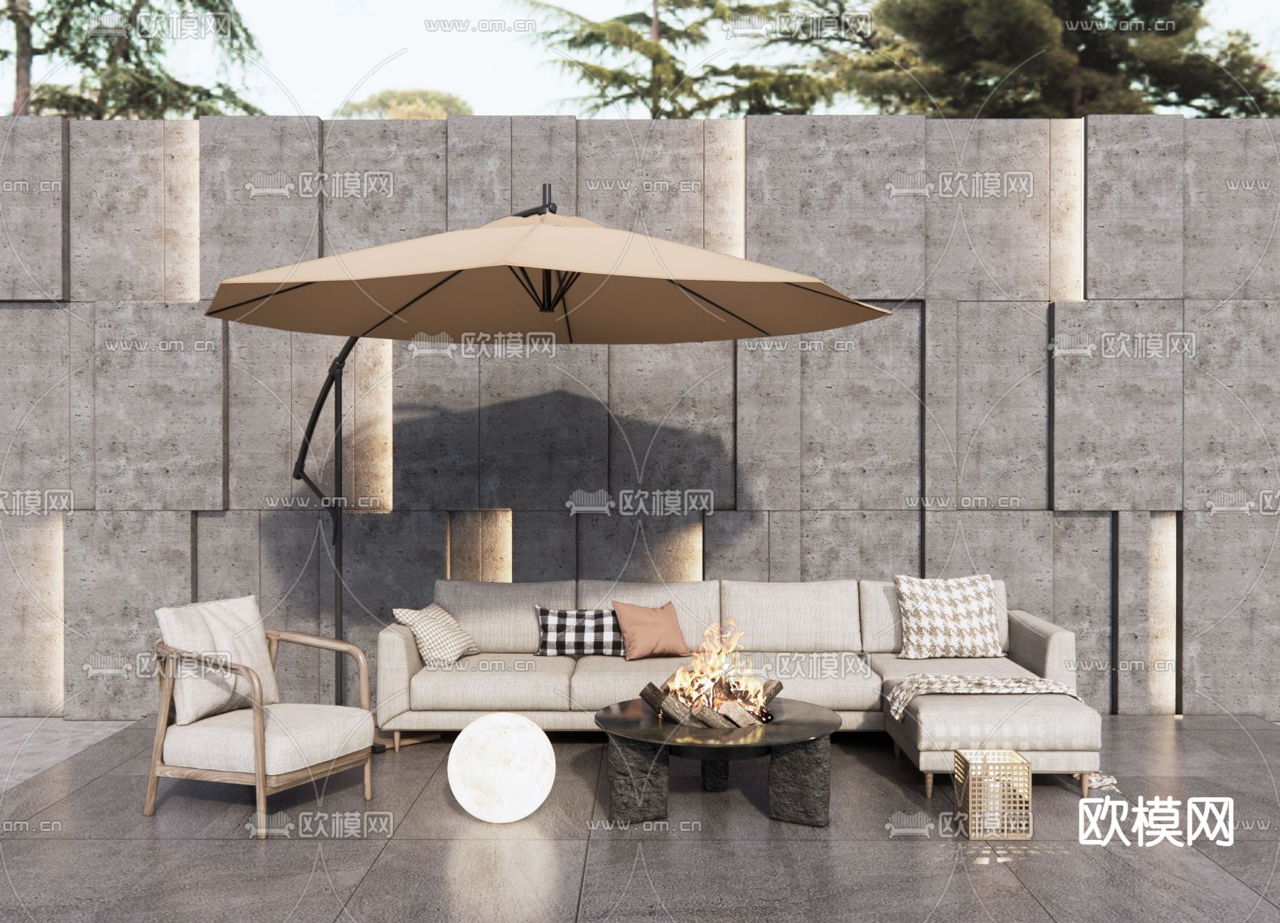 现代户外组合沙发3d模型下载