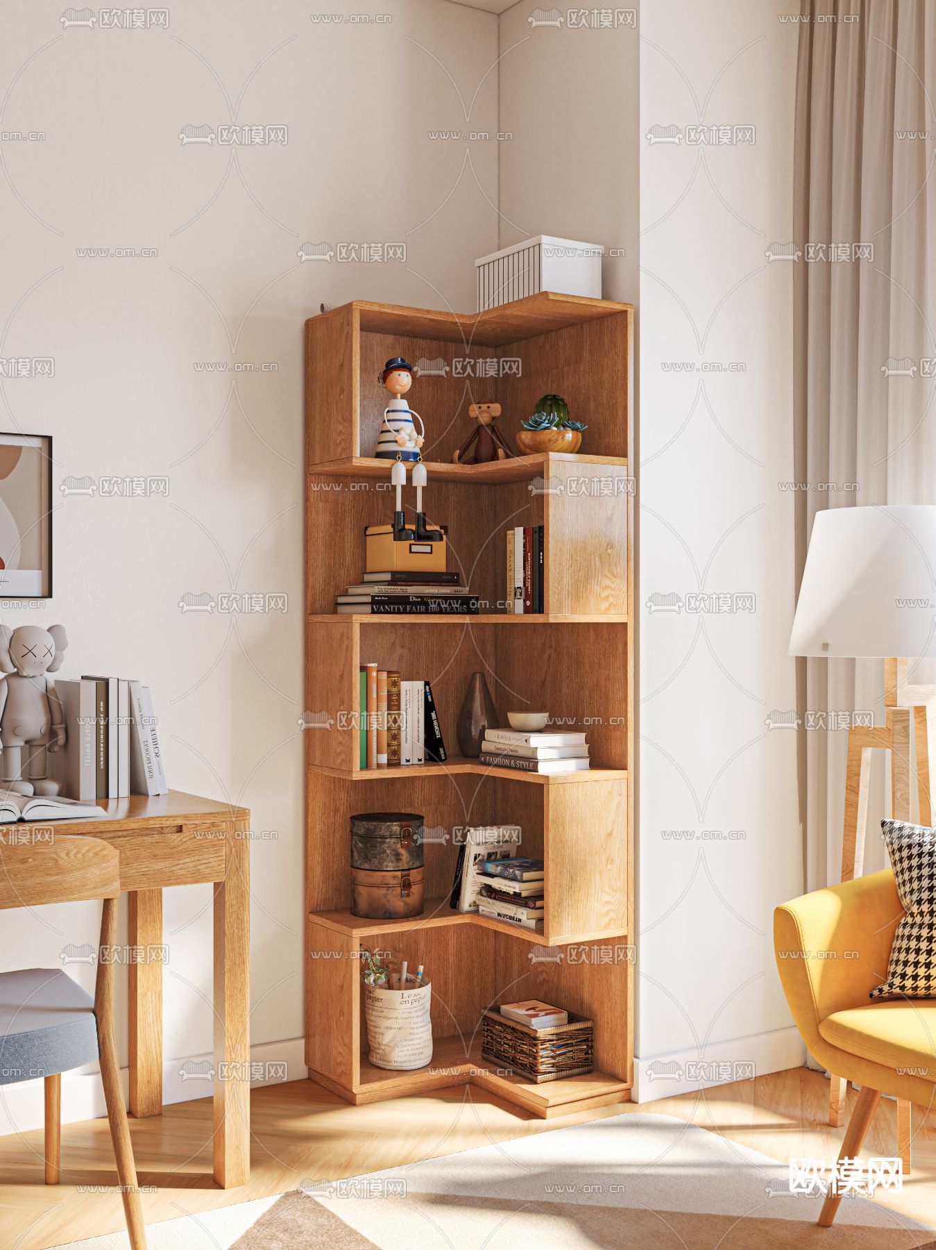 北欧转角储物柜 置物柜3d模型下载