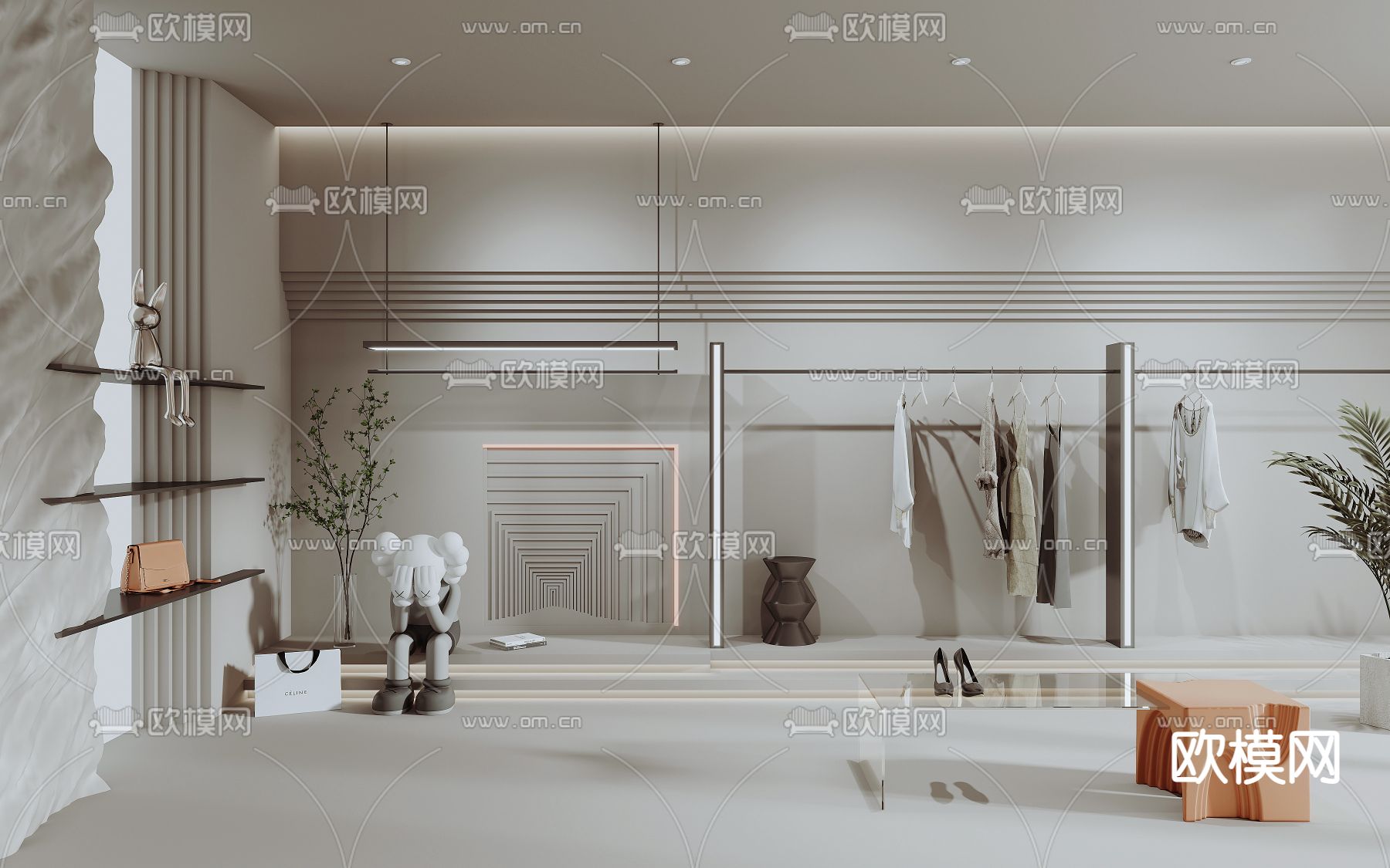 侘寂风服装店女装店su模型下载_ID12165693_sketchup模型下载-欧模网