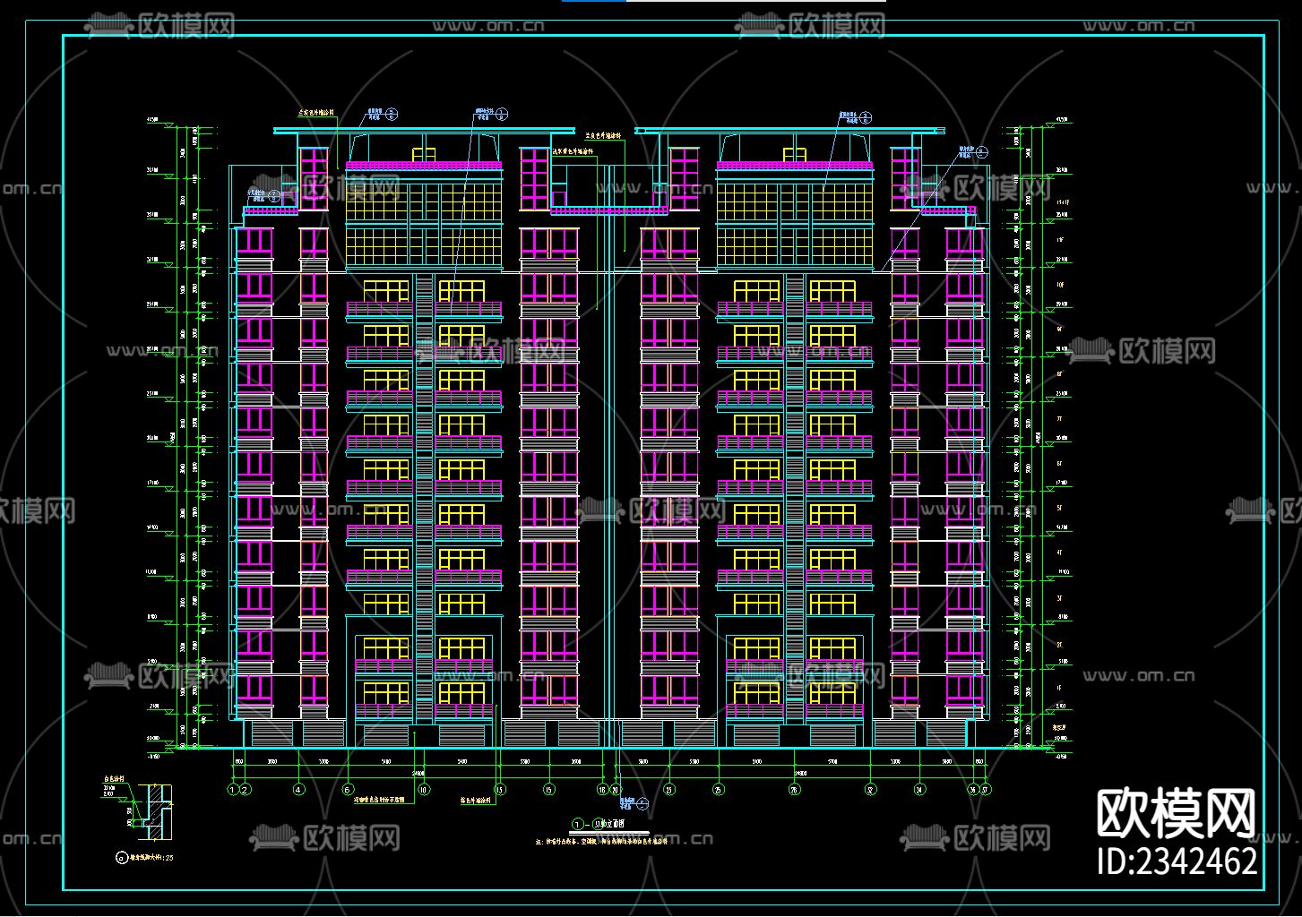 高层住宅楼建筑设计CAD施工图下载（渲染图4）