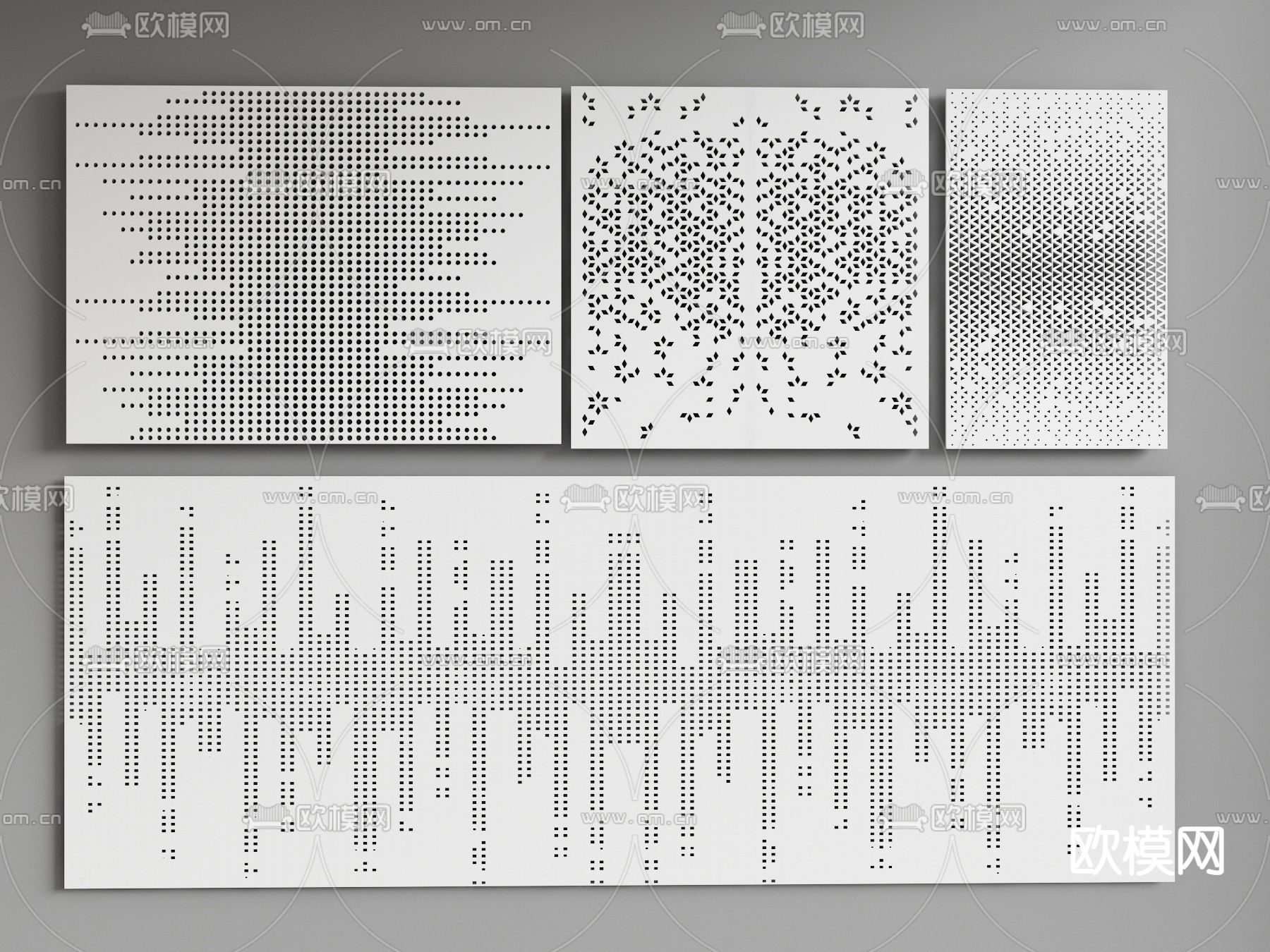 现代冲孔板穿孔板铝板su模型下载（渲染图1）