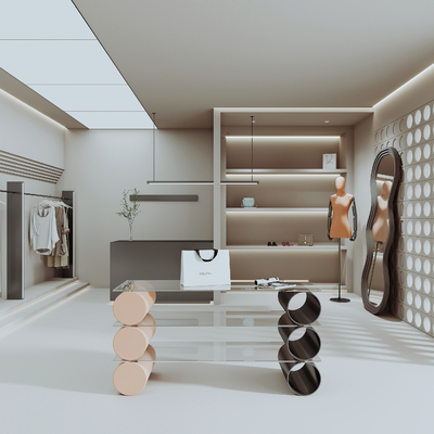  现代服装店女装店su模型 