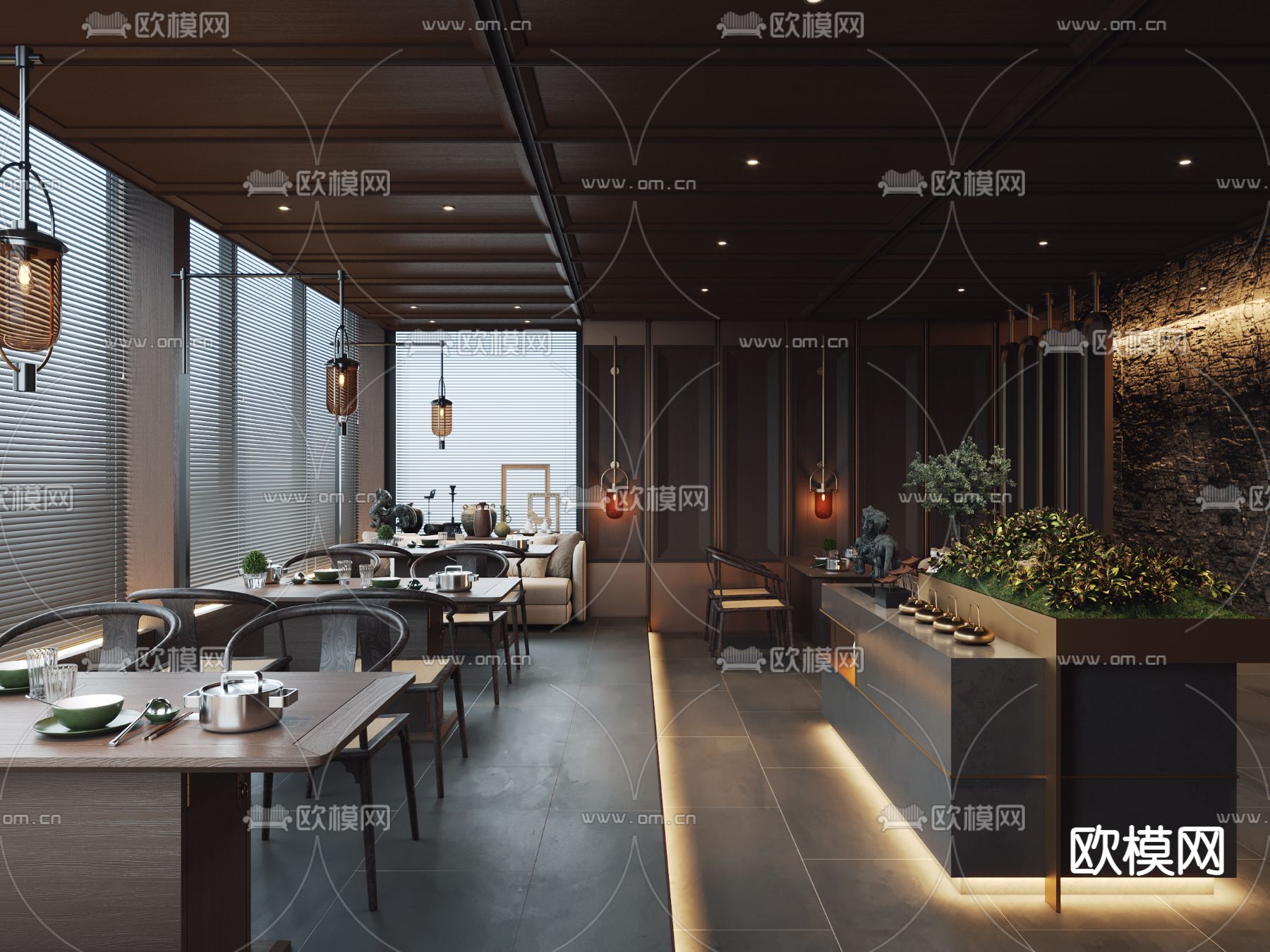 新中式火锅店3d模型