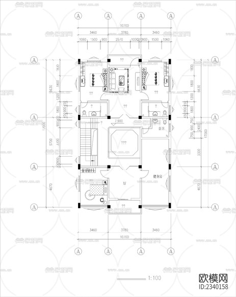 客棧民居樓建筑CAD施工圖下載(渲染圖3)