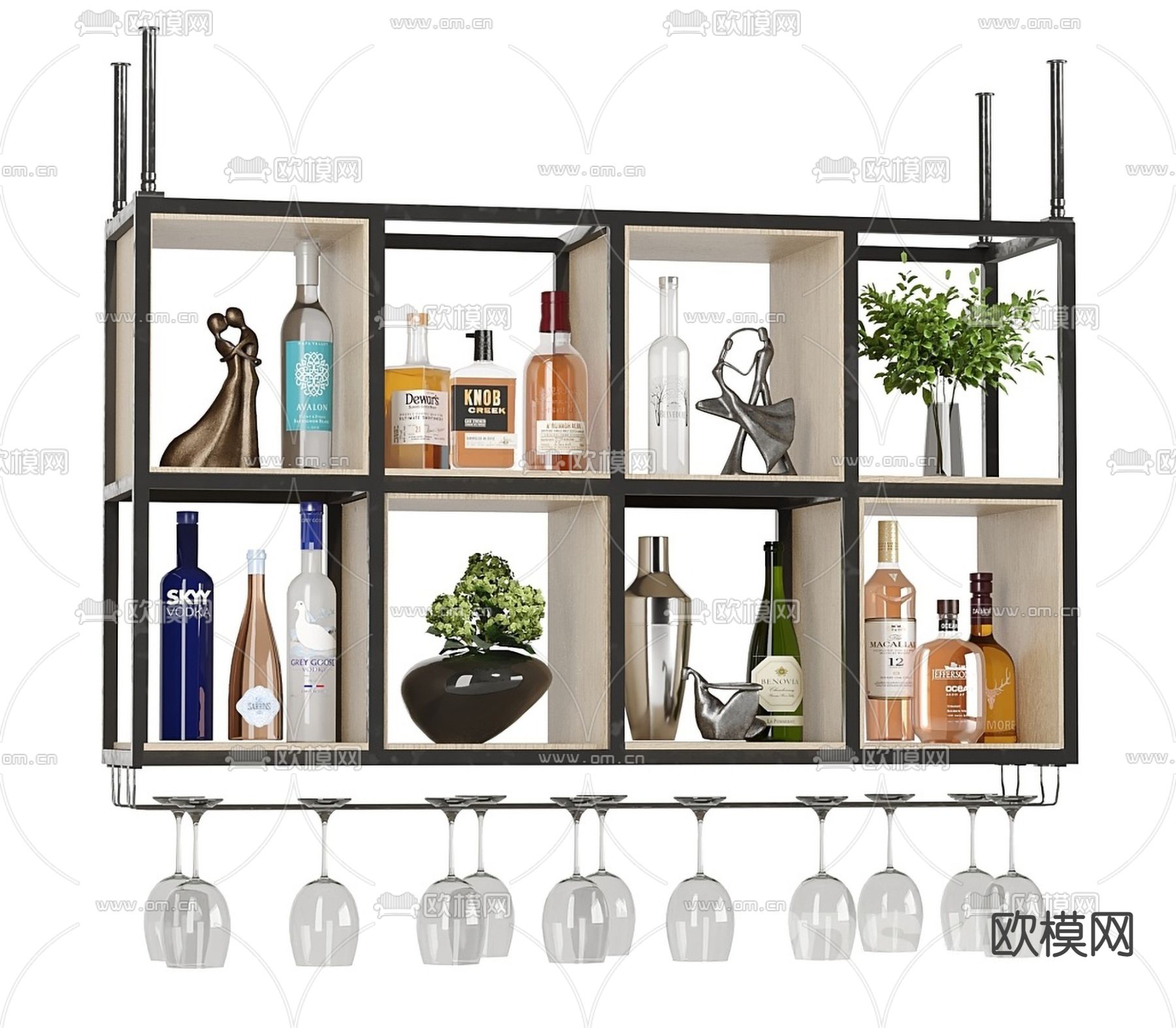 现代酒水酒架su模型下载（渲染图1）