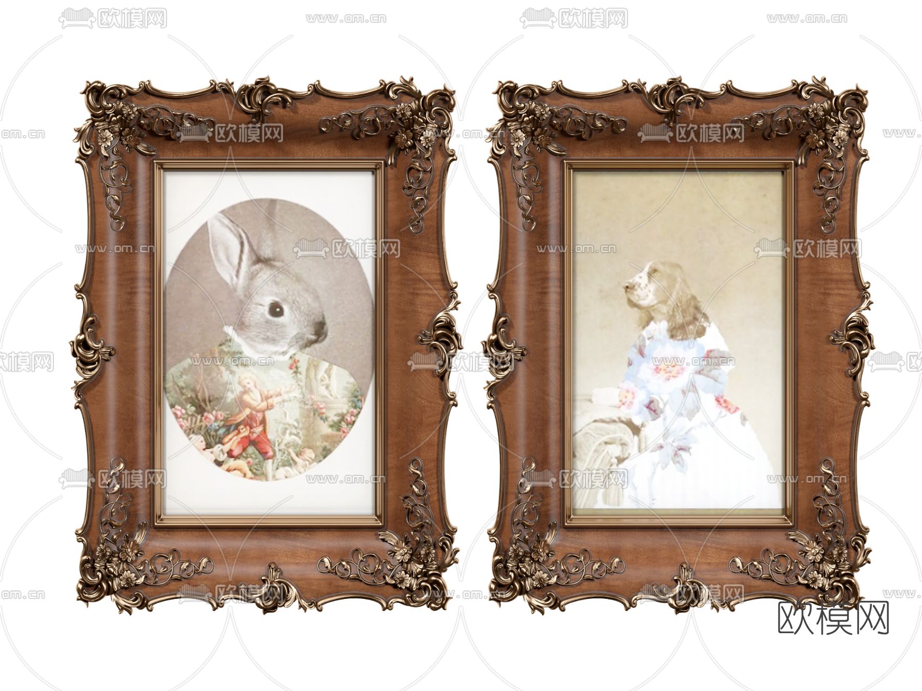 欧式古典人性动物装饰画3d模型下载