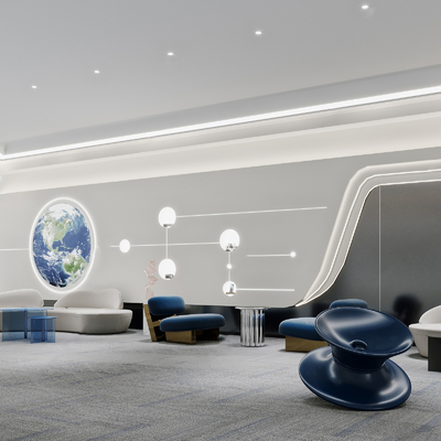  现代公司休息区su模型 