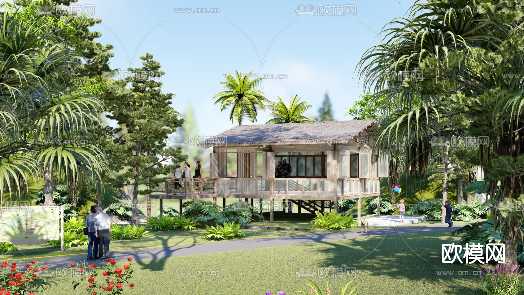 现代森林生态木屋 手工坊su模型下载（渲染图3）