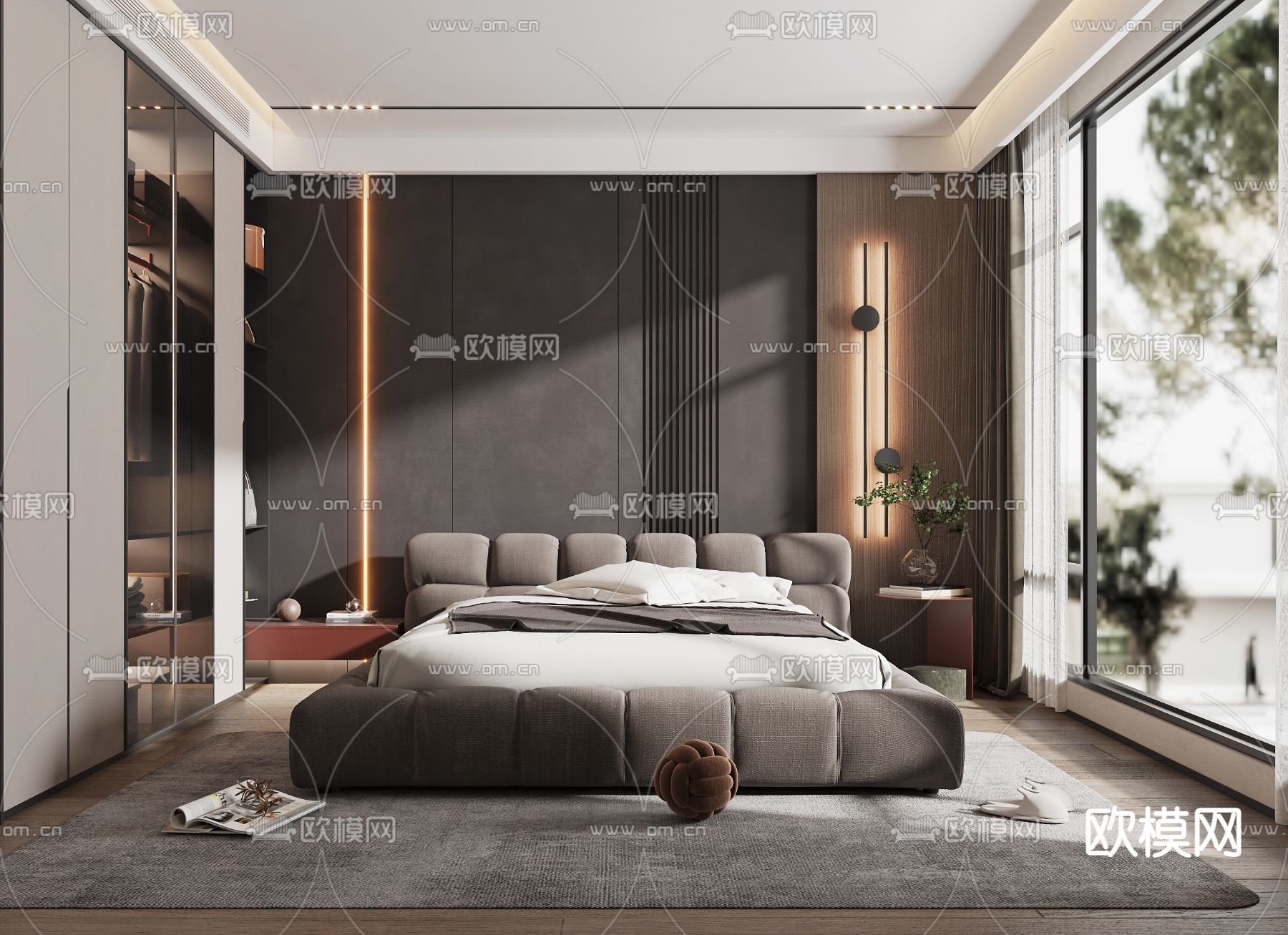 暗黑风卧室主人房3d模型下载