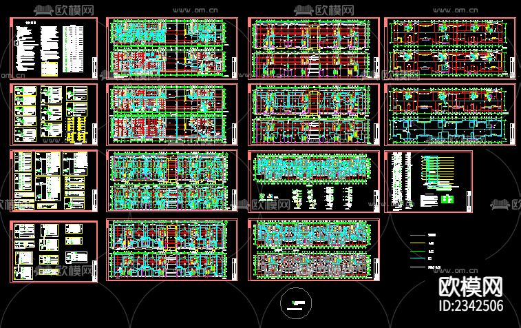 高层住宅楼电气CAD施工图下载（渲染图1）