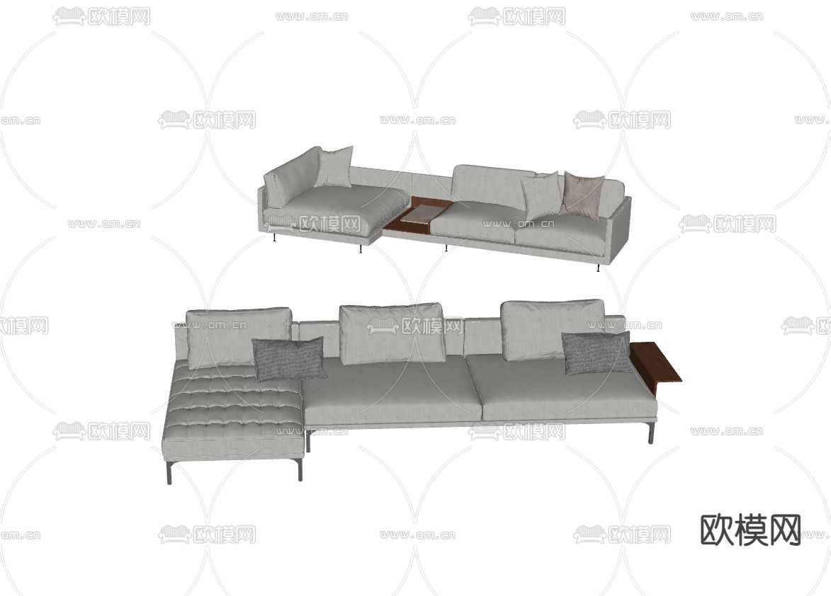 现代转角沙发 多人沙发su模型下载（渲染图2）