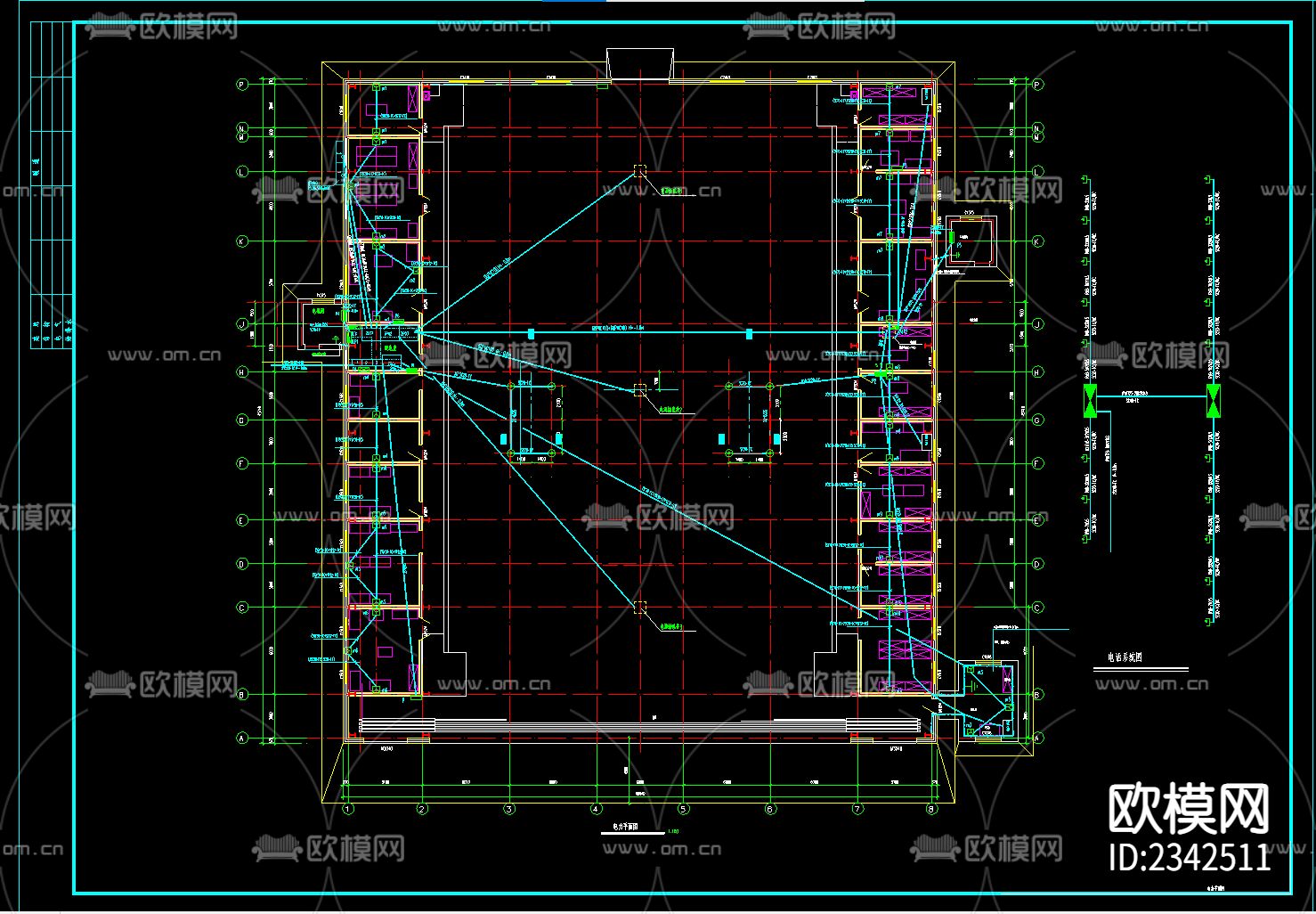 厂房电气设计CAD施工图下载（渲染图2）