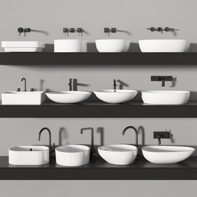  现代洗手盘台上盆su模型 