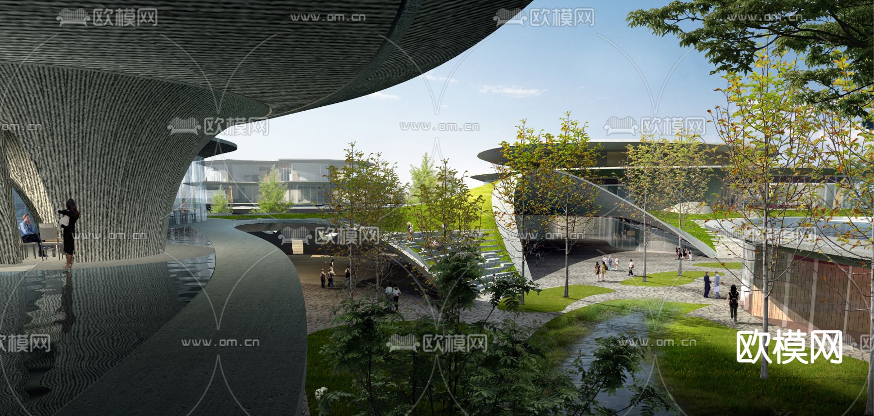 异形博物馆展览馆鸟瞰su模型下载（渲染图2）