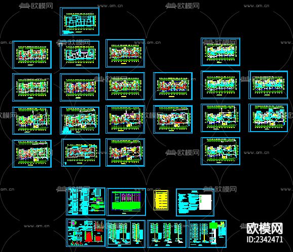 高层住宅楼电气CAD施工图下载（渲染图1）