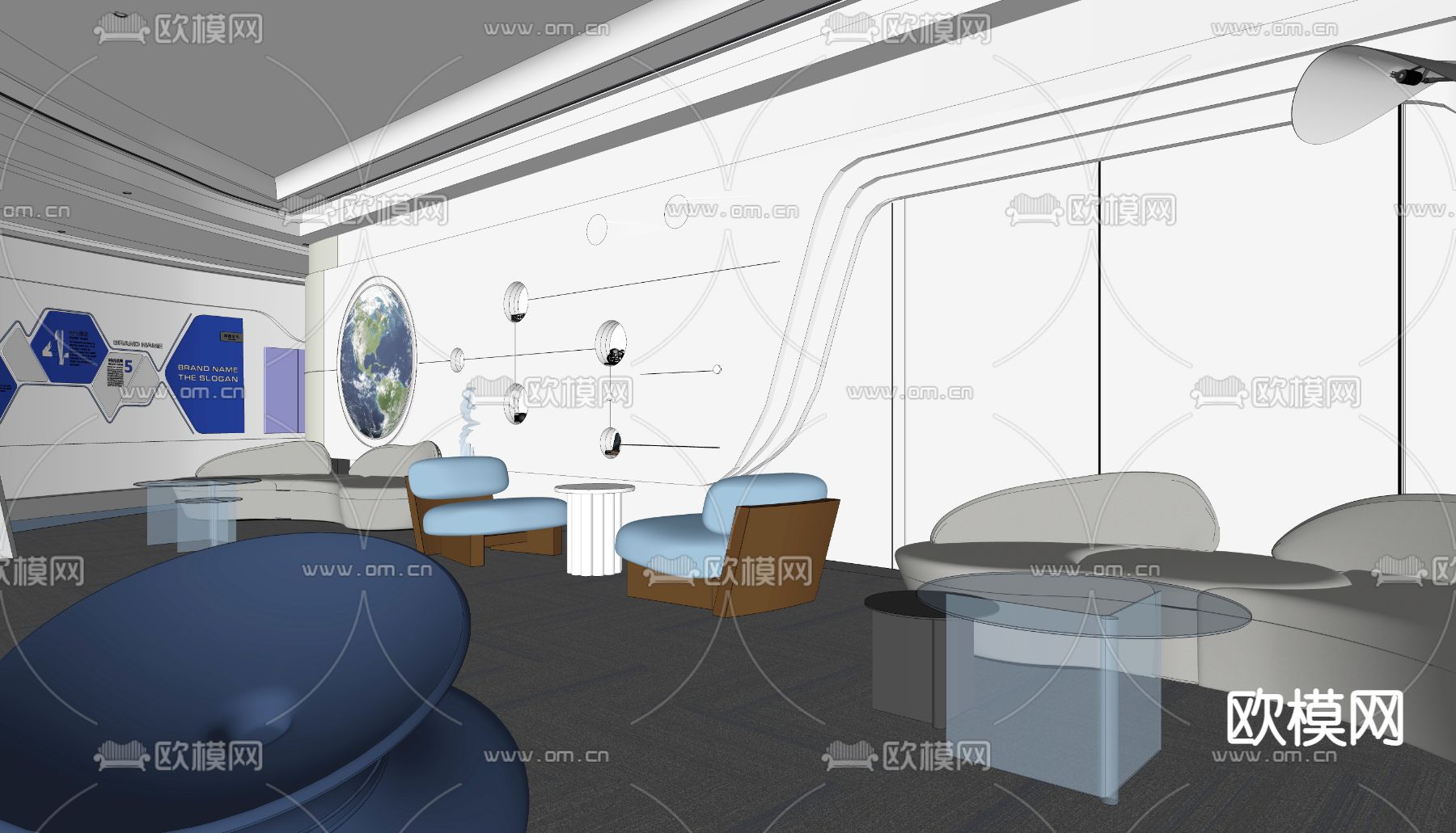 现代公司休息区su模型下载（渲染图2）