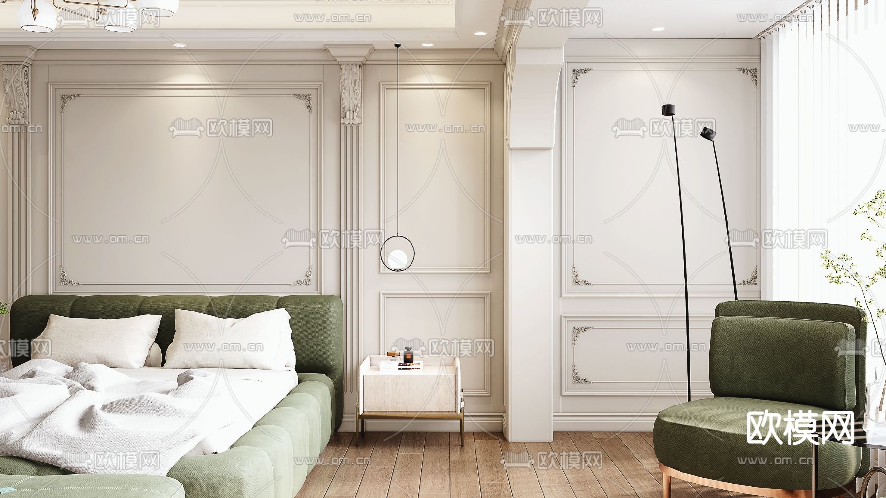 欧式卧室su模型下载（渲染图4）