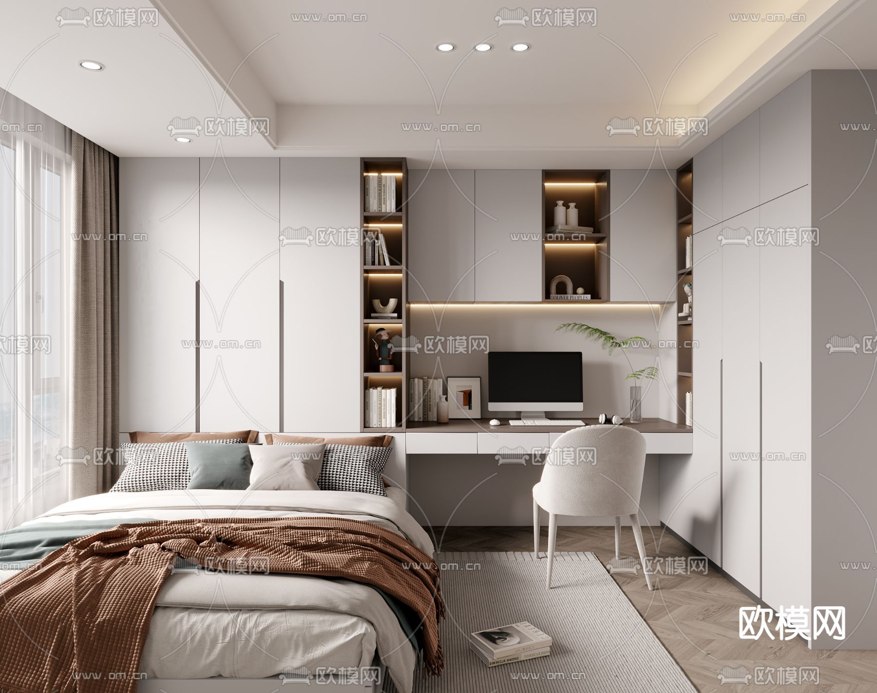 现代榻榻米卧室3d模型下载