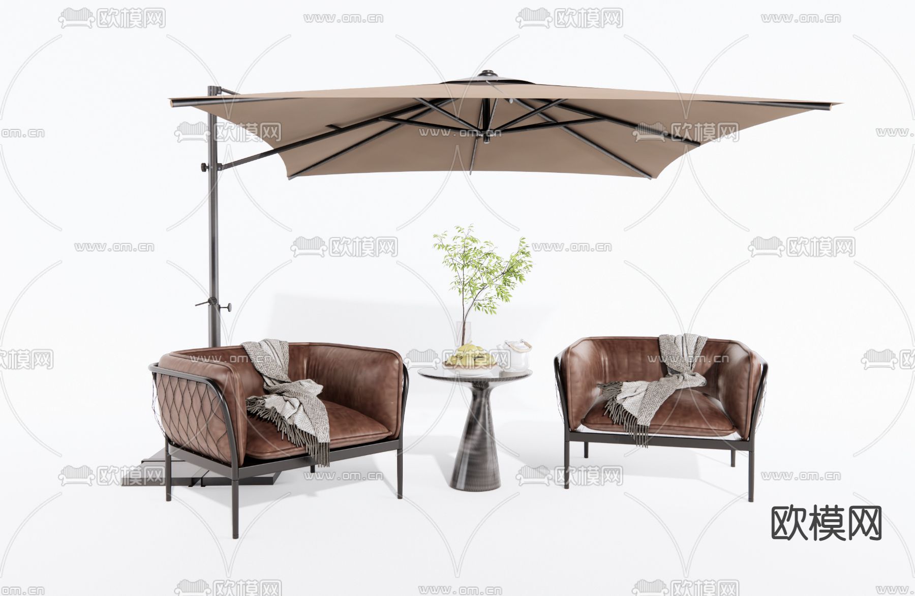 现代户外休闲桌椅3d模型下载