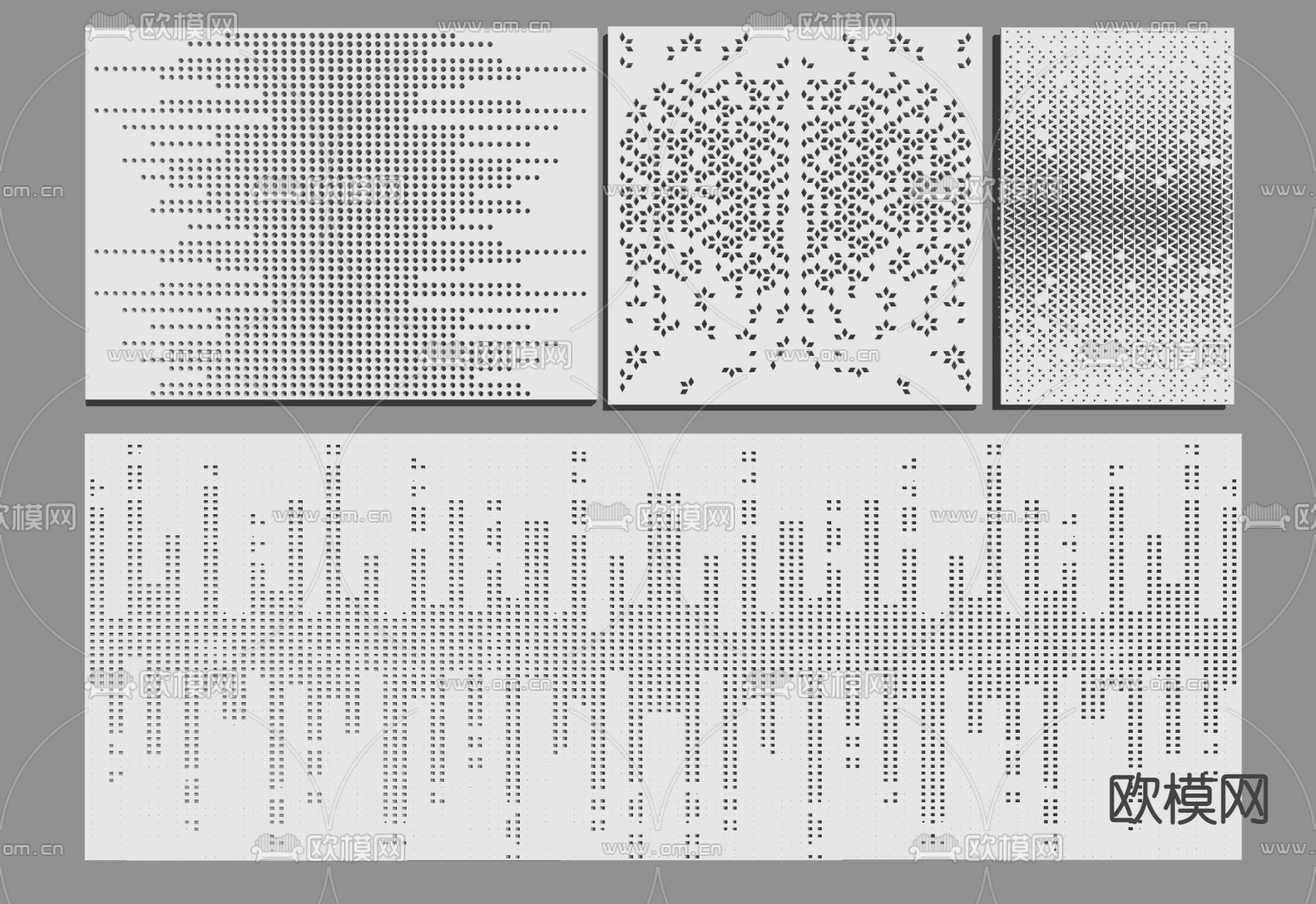 现代冲孔板穿孔板铝板su模型下载（渲染图2）