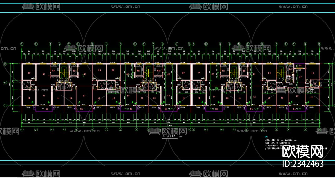多层住宅楼建筑 CAD施工图-免费3dmax模型库-欧模网
