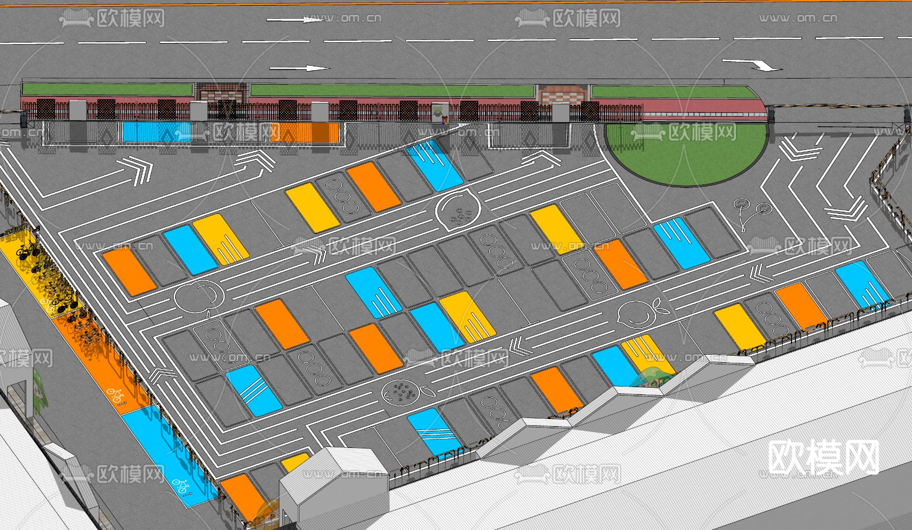 现代创意停车场su模型下载（渲染图4）
