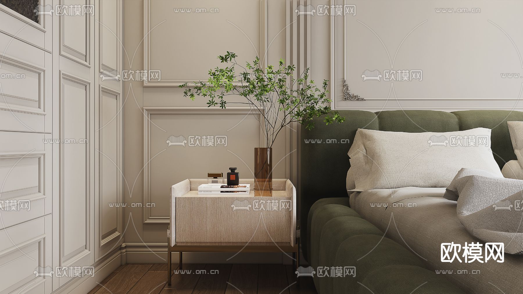 欧式卧室su模型下载（渲染图3）